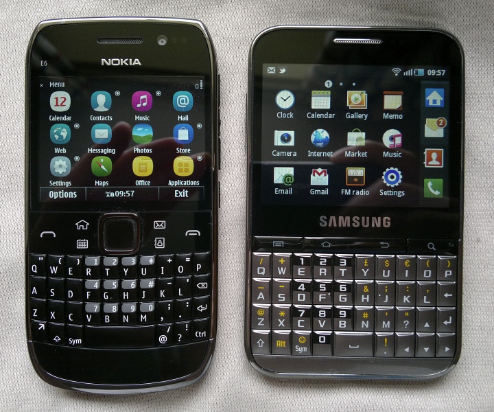 Nokia E6 vs Samsung Galaxy pro