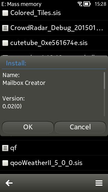 Screenshot, Email set-up Symbian