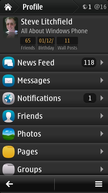 Screenshot from Facebook client group test