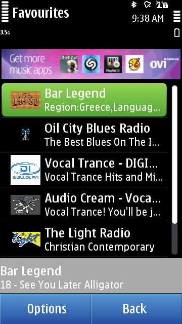 Nokia Internet Radio screenshot