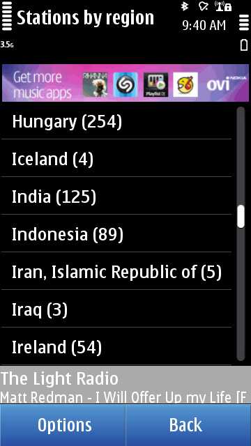 Nokia Internet Radio screenshot