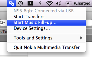 Music fillup menu