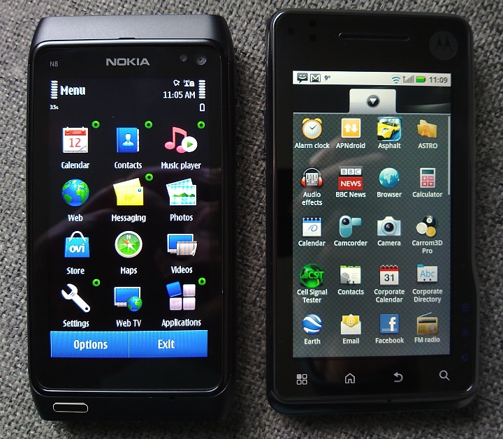 Nokia N8 versus Motorola XT720