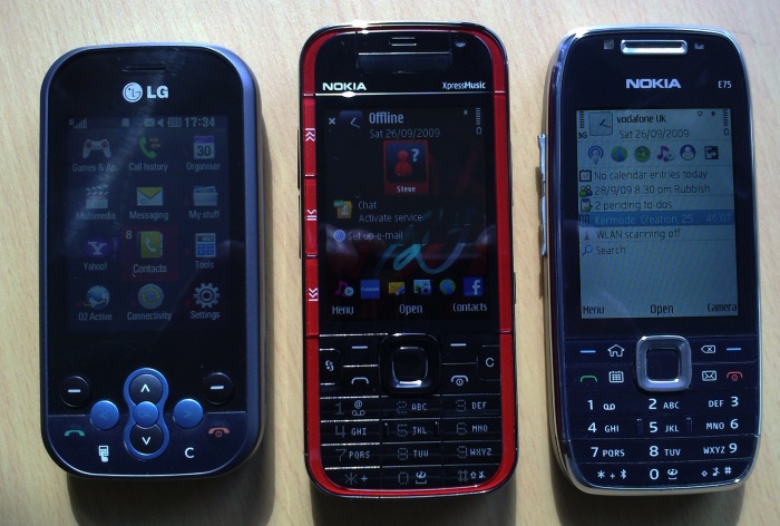 LG KS360, Nokia 5730 XpressMusic and Nokia E75