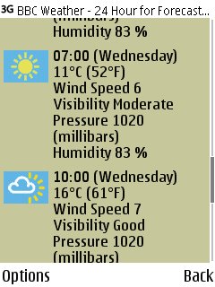Weather feature screenshot