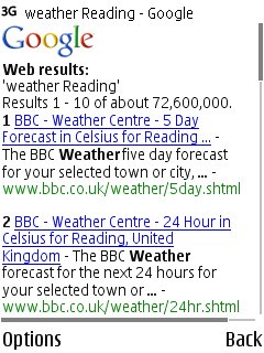 Weather feature screenshot