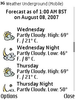 Weather feature screenshot