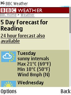 Weather feature screenshot