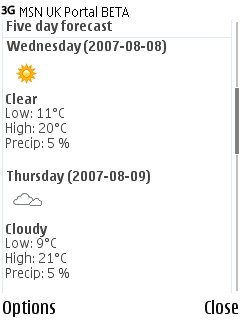 Weather feature screenshot