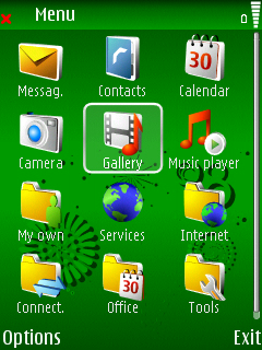 2008 Green menu screen