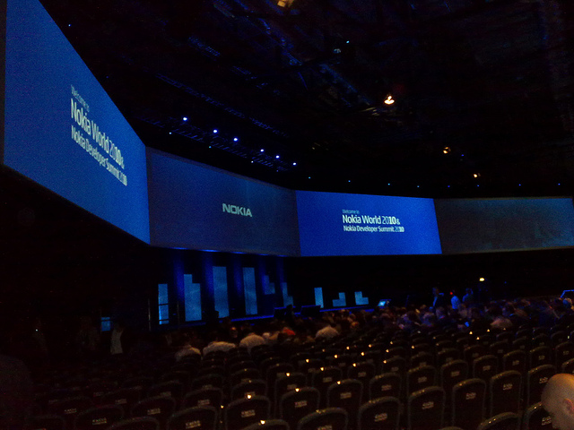 The Nokia World 2010 keynote stage