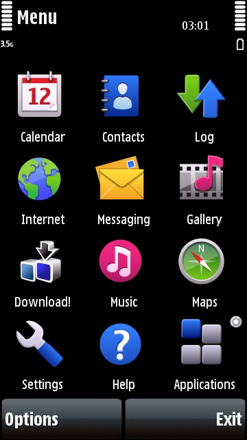 Nokia S60 5th Edition menu screen