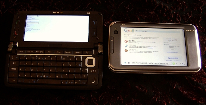 Nokia E90 and Nokia N810 accessing Gmail