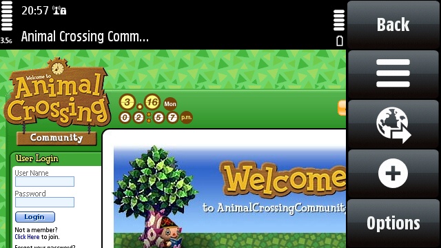 Nokia 5800 web browser in horizontal mode