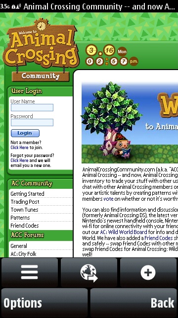 Nokia 5800 web browser