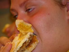 Burger being eaten