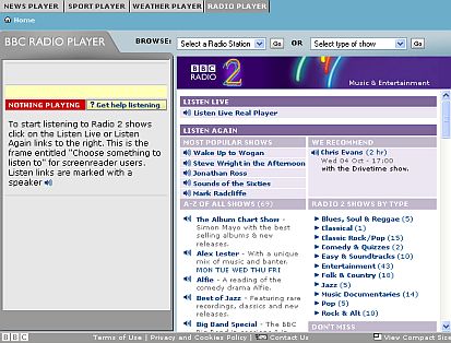 BBC Radio 2 Internet Radio website