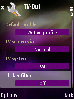 N95 TV Out settings