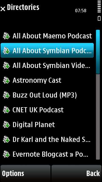 Podcasts imported from the desktop ready for subscription