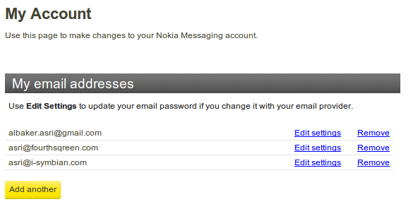 Nokia Messaging, Email list