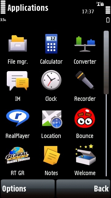 Nokia 5800 applications folder