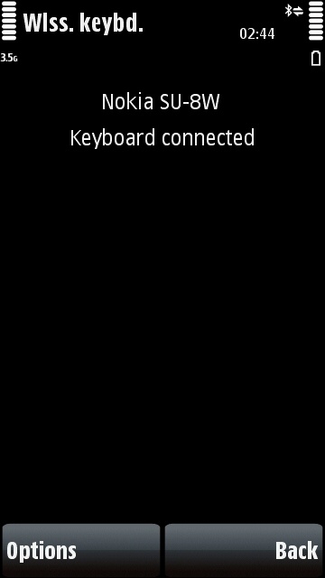 Nokia Wireless Keyboard app successfully connected to keyboard