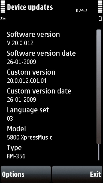 Nokia 5800 firmware page