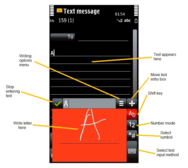 Nokia 5800 handwriting recognition