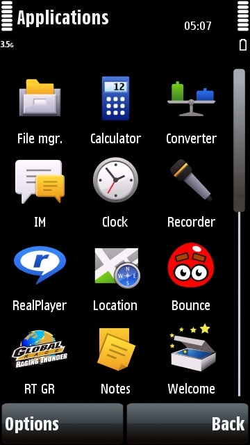 Nokia 5800 XpressMusic applications folder