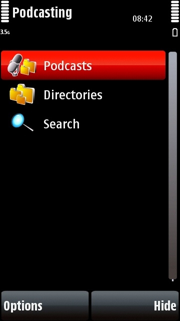 The Nokia 5800's Podcasting application