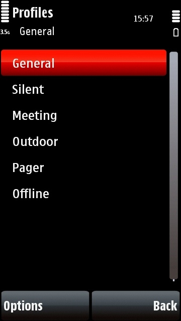 Nokia 5800 profiles settings menu