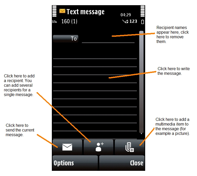 Text Message application on the Nokia 5800 XpressMusic