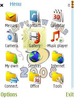 New Year 2008 theme menu screen