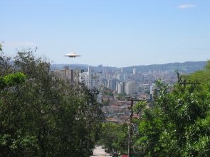 UFO flying over city