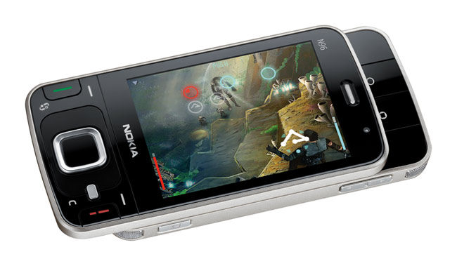 N96 showing slide extended to left and gaming 'keys' lit up