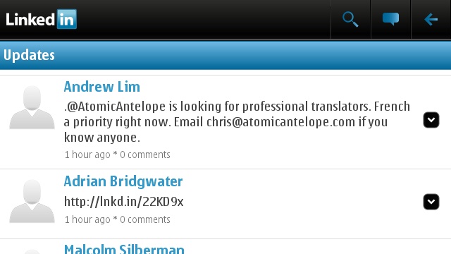 Viewing status updates of your LinkedIn contacts