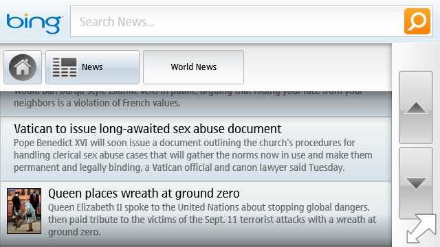 Bing (Silverlight) in the S60 Browser