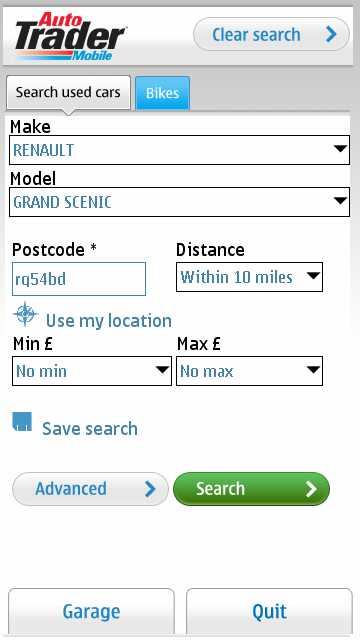 Screenshot, Autotrader Mobile