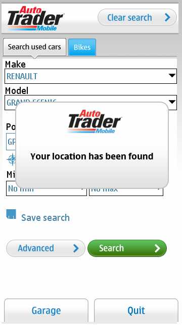 Screenshot, Autotrader Mobile