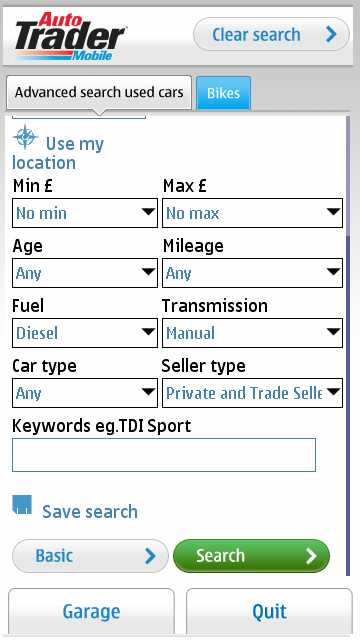 Screenshot, Autotrader Mobile