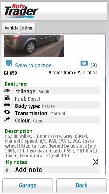 Screenshot, Autotrader Mobile