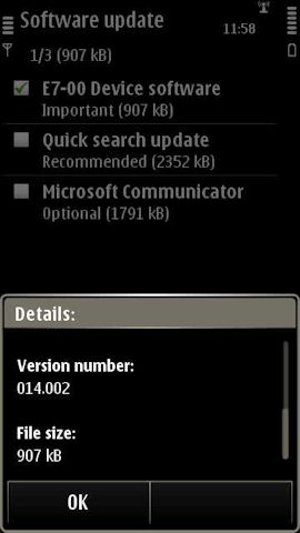 Nokia E7 firmware update