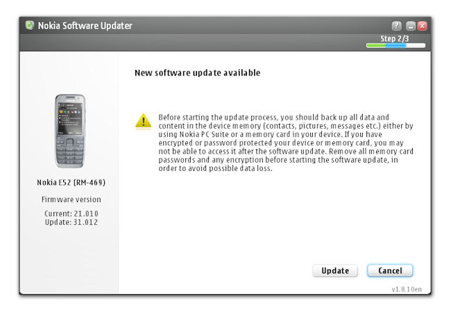 Nokia E52 firmware update