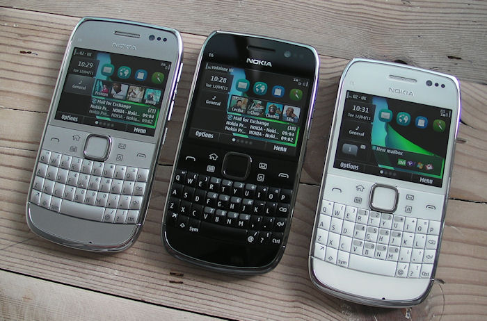 Nokia E6 in three colours