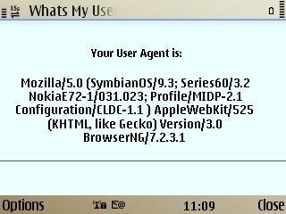 Previous version of Web on the E72