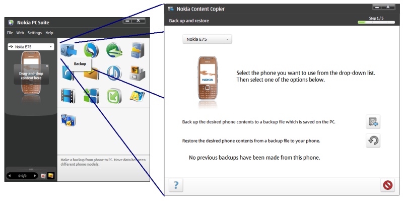 PC Suite backing Up