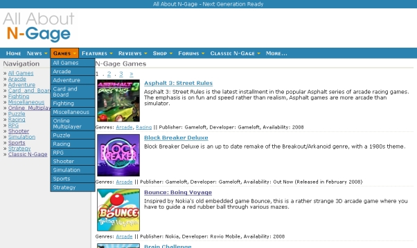 AAN games section screenshot AAN games section screenshot