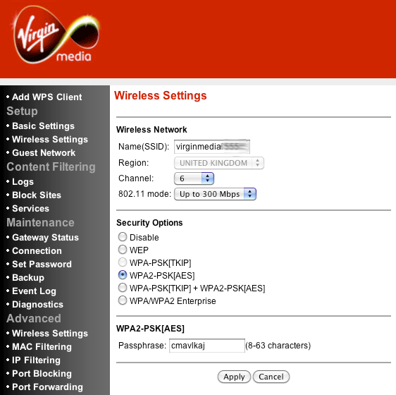 Screenshot from router