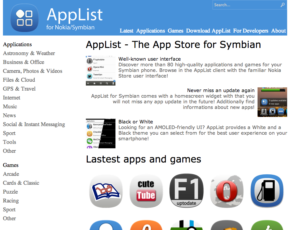 Main AppList web UI