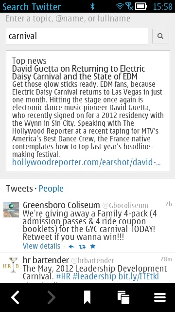 Screenshot, new mobile Twitter interface